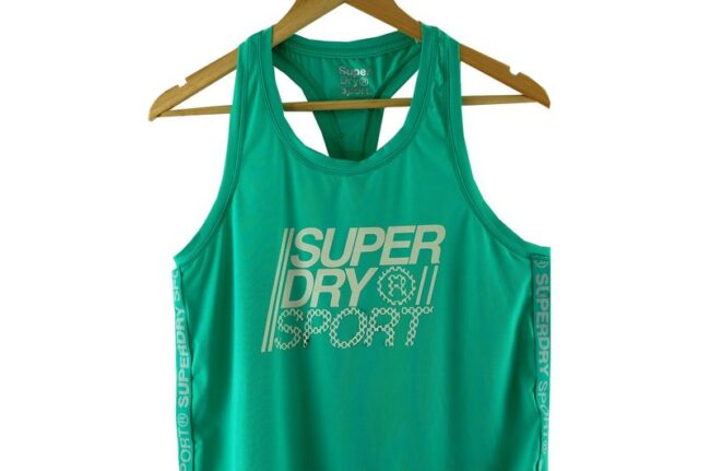 Front Close Up Superdry Green Sport Vest