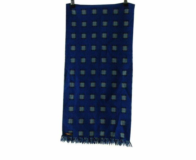 Length Pure Wool Blue Patterned Scarf