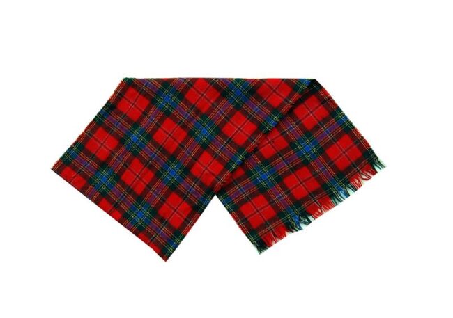 Open Red Tartan Patterned Scarf