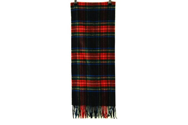 Length Dark Multi Coloured Tartan Patterned Scarf