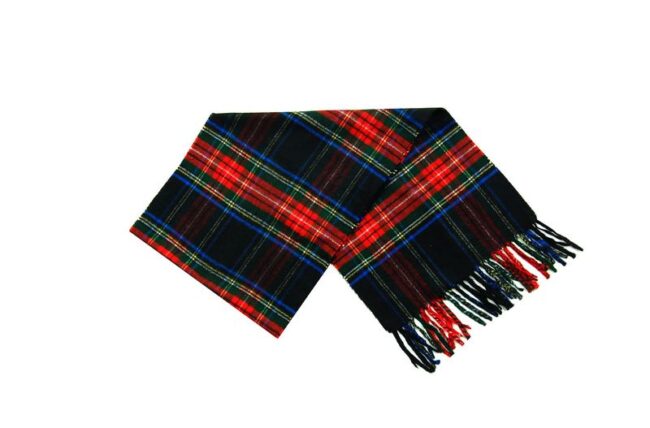 Open Dark Multi Coloured Tartan Patterned Scarf