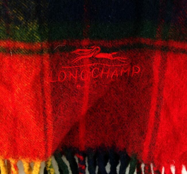Label Longchamp Pure Wool Red Checkered Scarf