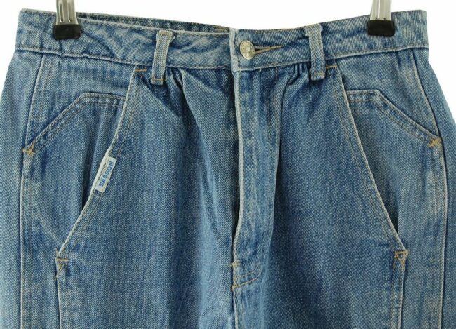 Front Close Up Sasson Blue High Waisted Jeans