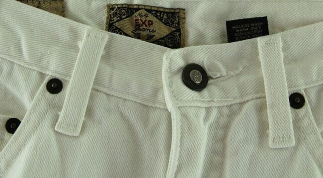 Front Close Up Express White High Waisted Jeans