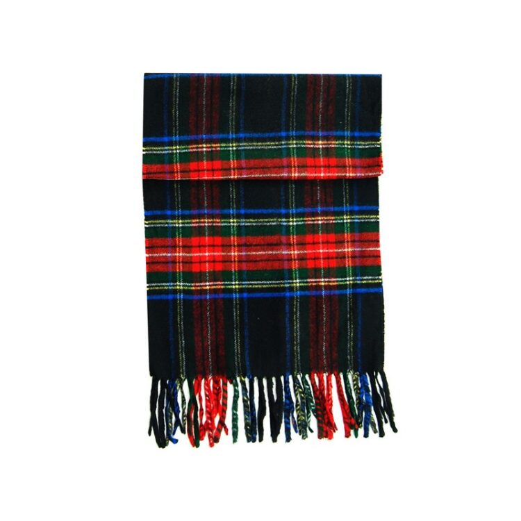 Dark Multi Coloured Tartan Patterned Scarf