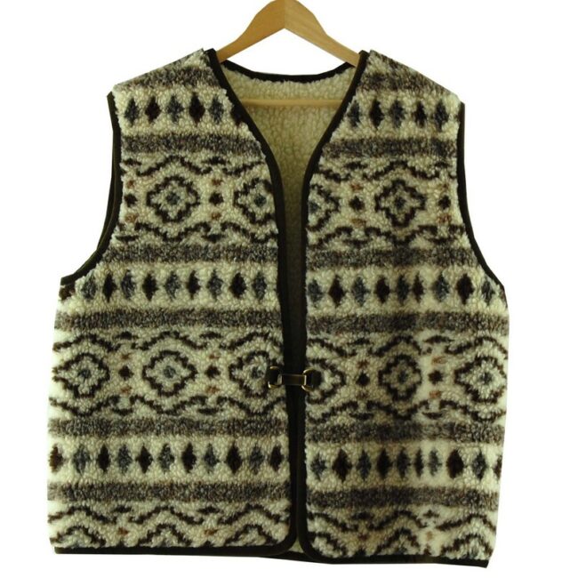 Pure Wool Aztec Mens Fleece Gilet