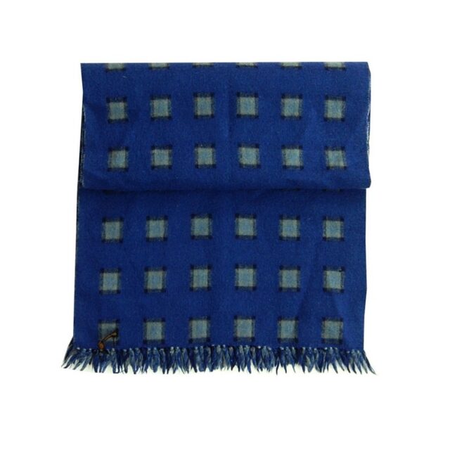 Pure Wool Blue Patterned Scarf