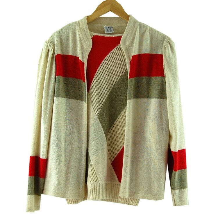 80s Two Piece Cream Knitted Sweater