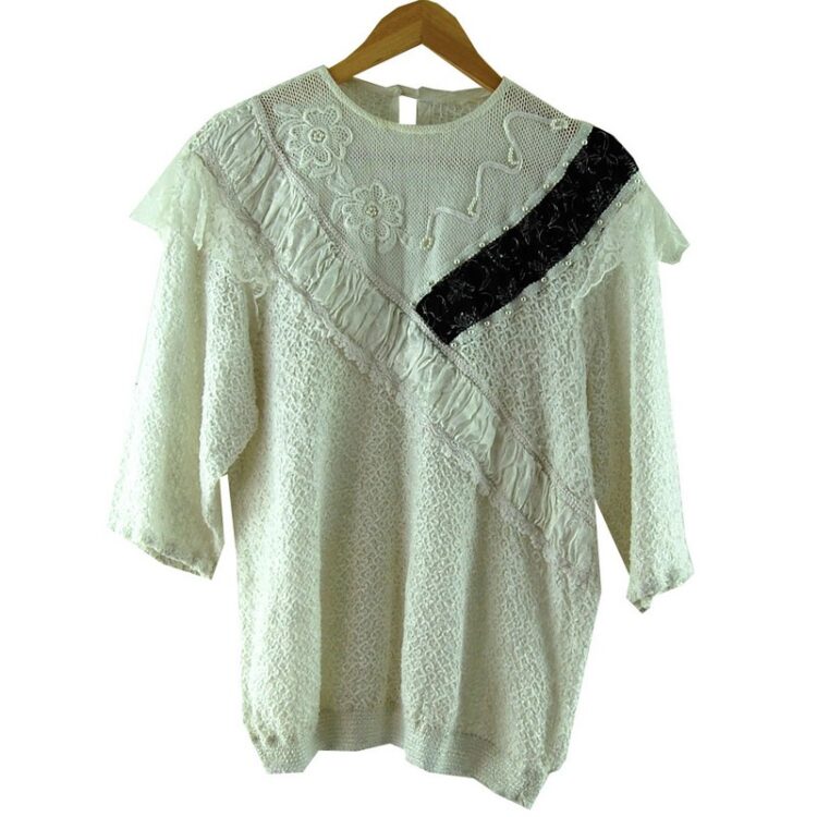 80s White Knitted Vintage Sweater