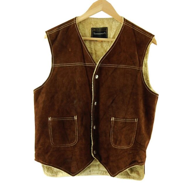 Brown Leather Waistcoat Mens