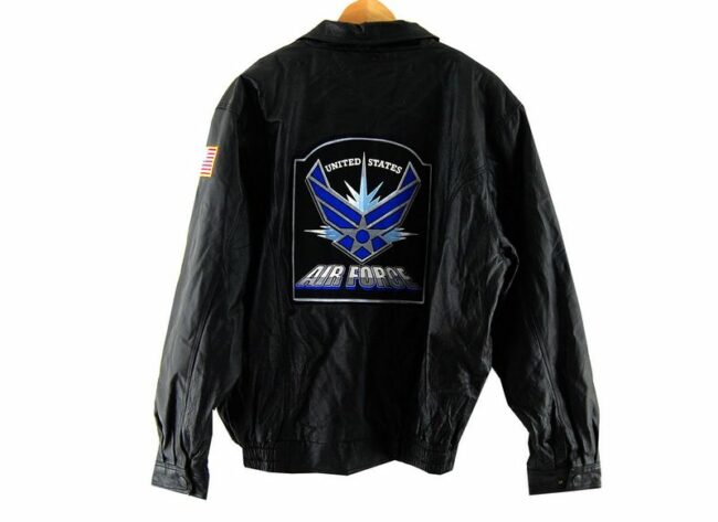 Back Black Leather Bomber Jacket
