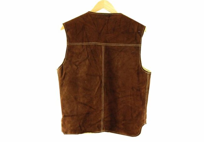 Back Brown Leather Waistcoat Mens