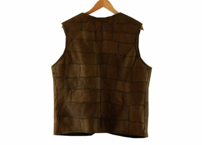 Back Brown Patchwork Leather Waistcoat Mens
