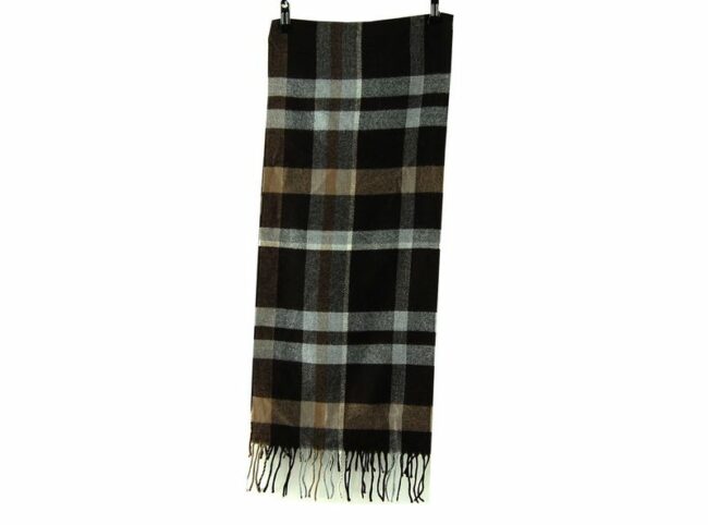 Length Brown Multi Coloured Checkered Scarf