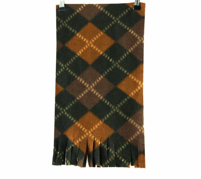Length Brown Diamond Patterned Checkered Scarf