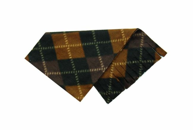 Open Brown Diamond Patterned Checkered Scarf