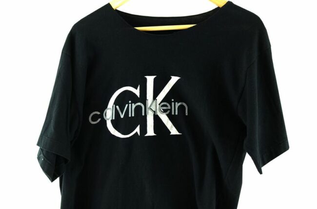 Front Close Up Calvin Klein Black Cropped T Shirt