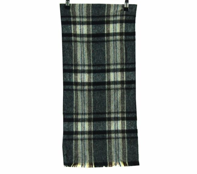 Length Grey Checkered Pattern Scarf