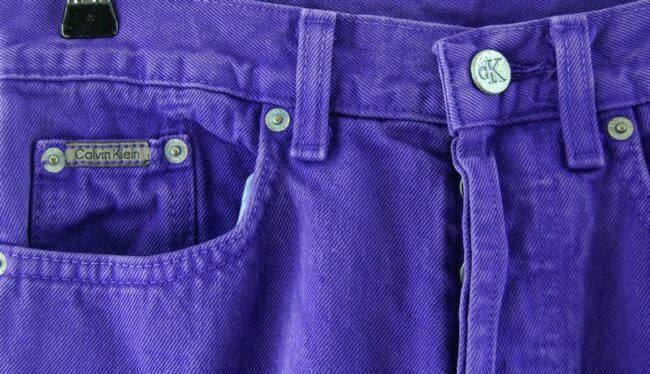 Front Close Up Calvin Klein Purple High Waisted Jeans