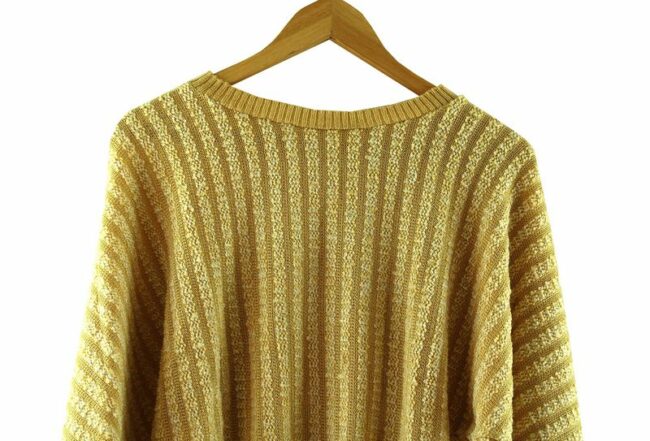 Front Top Close Up 80s Yellow Knitted Vintage Sweater