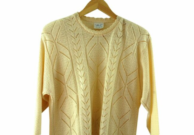 Front Top Close Up 80s Cream Knitted Sweater