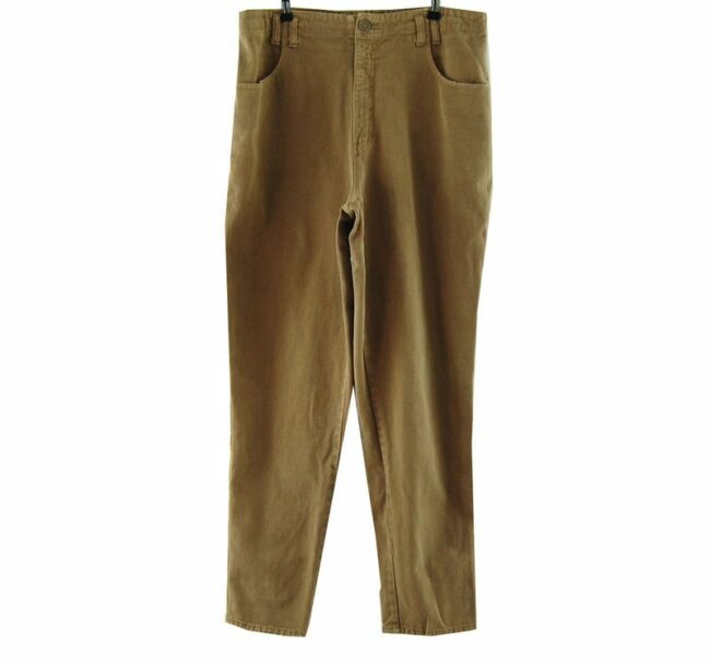Front Brown High Waisted Jeans Mens