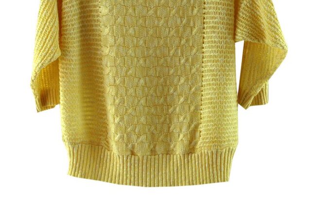 Front Top Close Up 80s Light Yellow Knitted Sweater