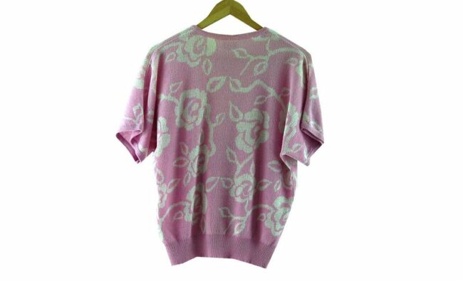 Back 80s Pink Floral Knitted Sweater