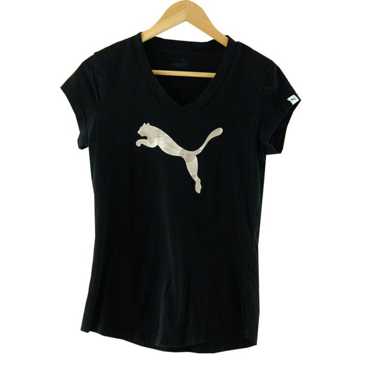 Puma Black V Neck T Shirt