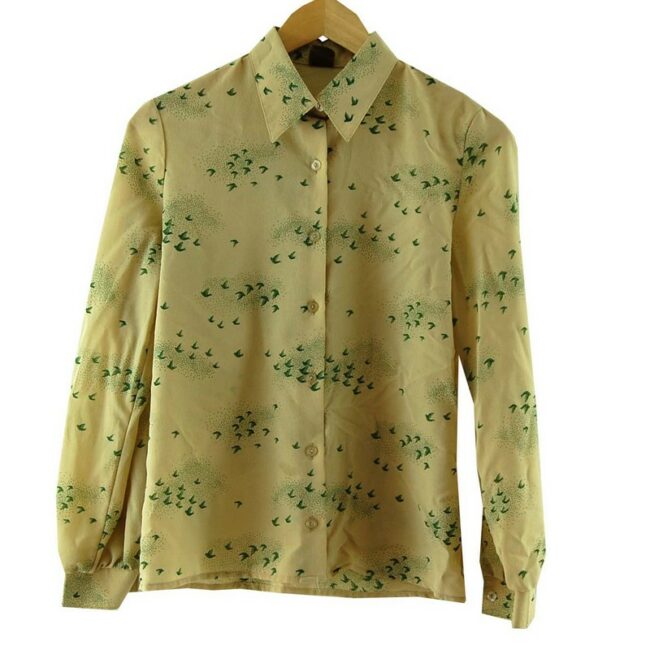 70s Womens Bird Patterned Top