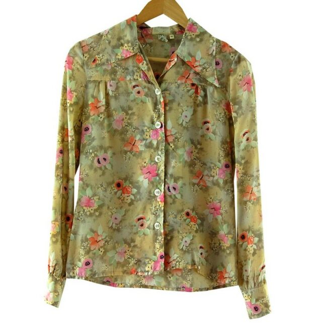 70s Womens Floral Design Top