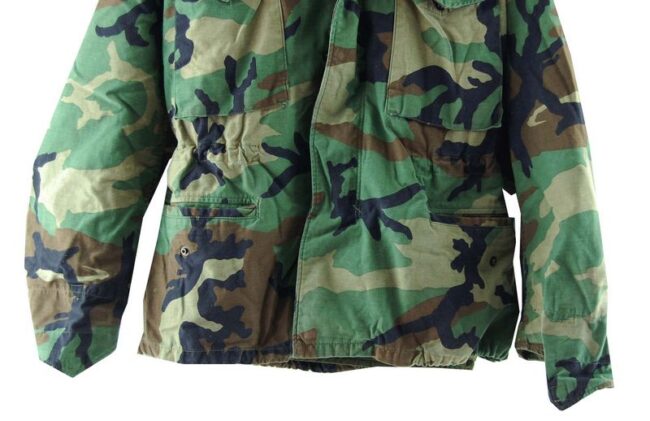 Front Bottom Close Up Camouflage Jacket With Hood For Mens