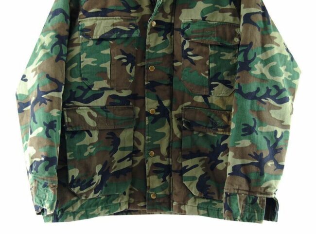Front Bottom Close Up Sports Afield Camouflage Jacket Mens