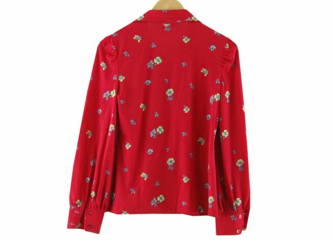 Back 70s Womens Red Floral Top