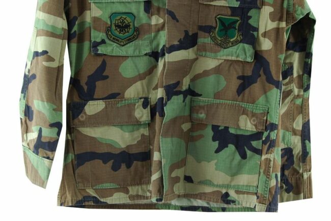 Front Bottom Close Up Mens Military Camouflage Jacket
