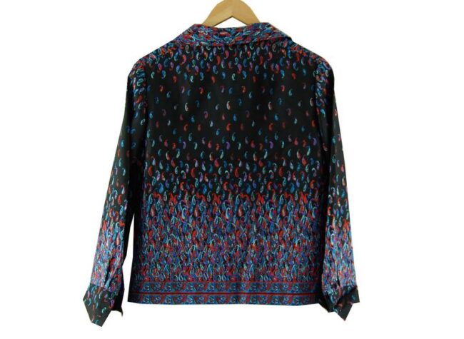 Back 70s Black Paisley Pattern Top