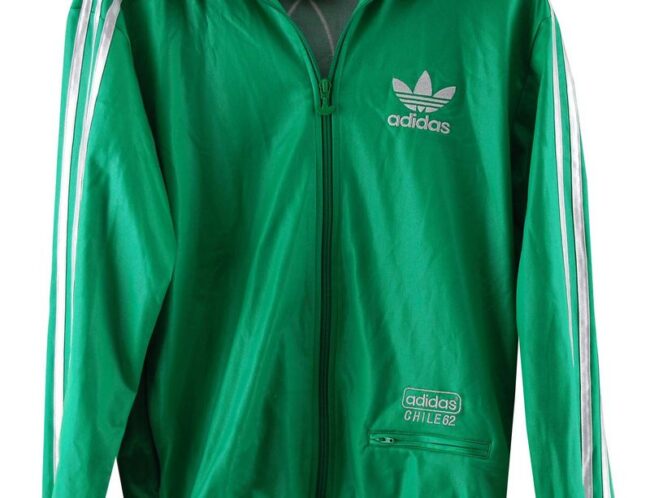 Front Close Up Green Adidas Tracksuit Jacket