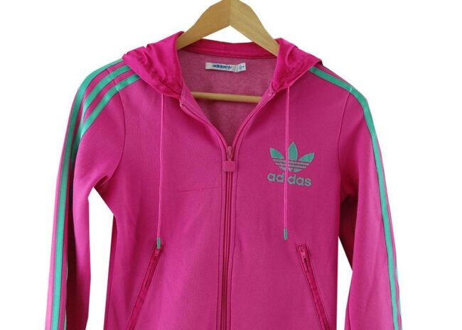 Front Close Up Pink Adidas Tracksuit Jacket