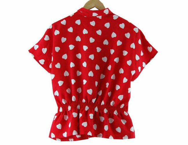 Back 80s Womens Red Heart Pattern Blouse