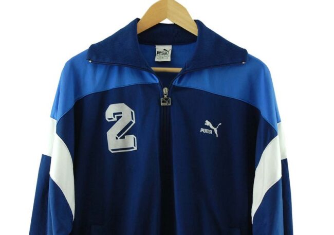 Front Close Up Puma Blue Tracksuit Jacket