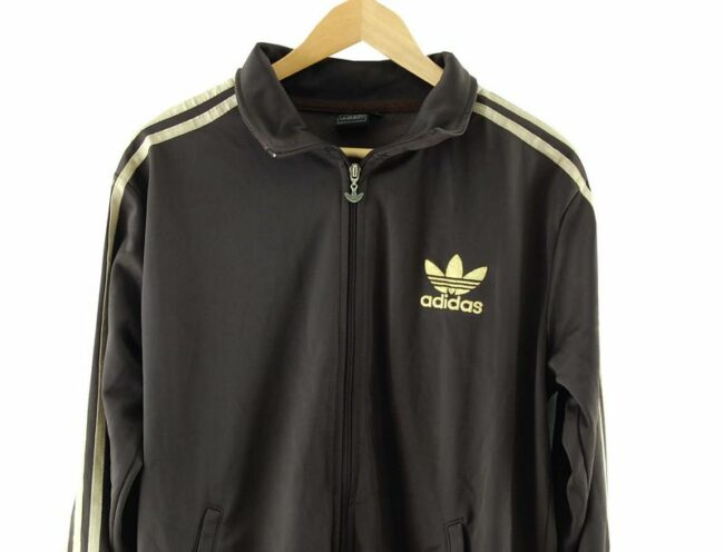 Front Close Up Brown Adidas Tracksuit Jacket