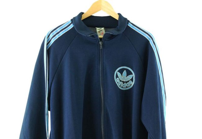 Front Close Up Navy Adidas Tracksuit Jacket