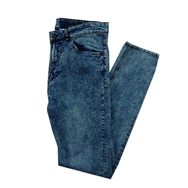 High Waisted Acid Washed Blue Jeans