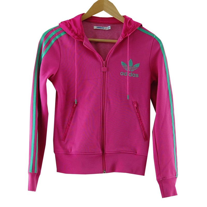 Pink Adidas Tracksuit Jacket - Blue 17 Vintage Clothing