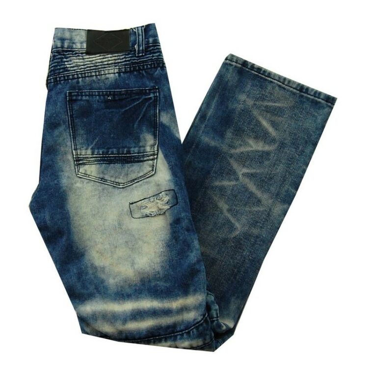 Blue Acid Wash Distressed Jeans