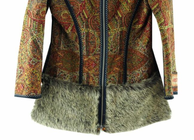 Front Bottom Close Up Womens Paisley Tapestry Jacket