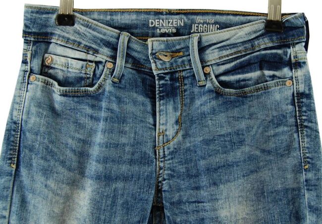 Front Close Up Levis Acid Washed Blue Jeans