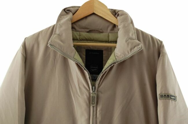 Front Close Up Beige Duck Down Gas Jacket