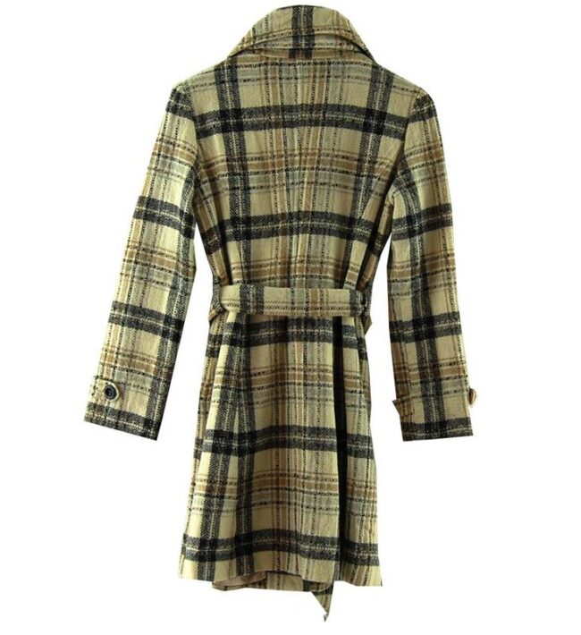 Back Cream Check Winter Coat