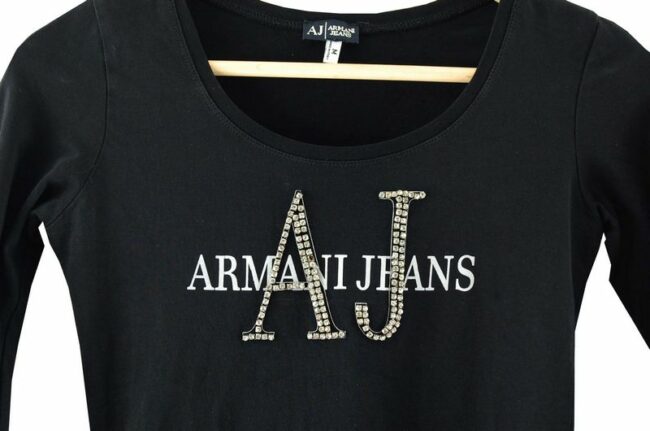 Front Close Up Armani Jeans Black Jumper Womens